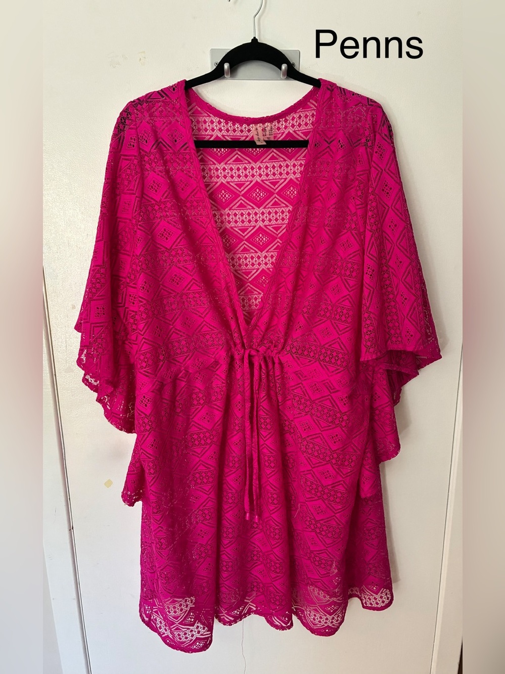 258 IN EVERY STORY  fushia Lace Kimono-Style Cover-Up